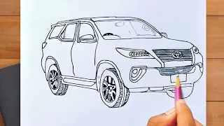 How To Draw Toyota Fortuner || Toyota Fortuner Drawing Tutorial || Step By Step Tutorial