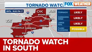 Tornado Watch Issued For Arkansas, Oklahoma and Texas Until Late Thursday