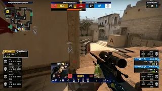 Faze broky 1v2 to win first round of the 5th overtime in mirage versus G2