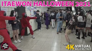 4K Seoul Walker - Squid Games Costumes Itaewon Korea on Halloween 2021