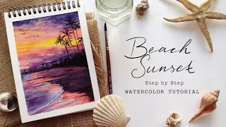 Sunset Beach: Step by Step Watercolor Tutorial