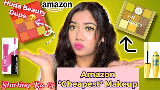 AMAZON *Cheapest* Makeup Haul || Best Deals Rs. 69 || Trying Huda Beauty Dupe