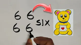 How To Draw Teddy Bear🧸With 6 Number step by step Tutorial / Easy Teddy Bear Drawing For Beginners