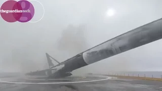 SpaceX's Falcon 9 rocket lands, then falls over and explodes