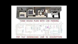 15 x 60 home design with Interior & Car Parking @3dhn