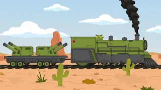 Armored train against monsters in the desert - Cartoons about trains