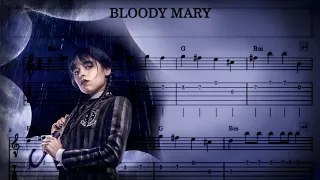 BLOODY MARY | Wednesday Addams | Lady Gaga | Easy guitar tabs with chords