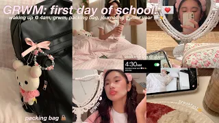 ✿ GRWM: first day of school (junior year) 📔🎀 | waking up at 4am, productive morning, prep & grwm