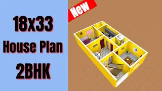 18x33 House Design 2BHK South || 2BHK Small House Plan || 18x33 House plan || 3D House Design