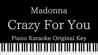【Piano Karaoke Instrumental】Crazy For You / Madonna【Original Key】