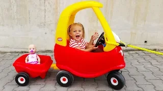 Elis Little Girl Ride On Cozy Coupe with Baby Doll / Thomas Power Wheel Maserati 12V