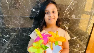 Paper flower 🌺🌺🌺hibiscus / ചെമ്പരത്തിപ്പൂവ് 🌺🌺🌺 making video 🌺🌺🌺 with color papers🌺🌺🌺step by step♥️