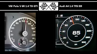 VW Polo V 6R 1.4 TSI GTI VS. Audi A4 1.4 TFSI B9 - Acceleration 0-100km/h