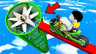 SHINCHAN AND FRANKLIN TRIED IMPOSSIBLE TUNNEL BLADE JUMP PARKOUR CHALLENGE WITH CAR PLANES GTA 5