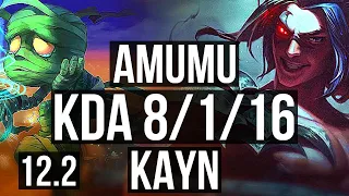 AMUMU vs KAYN (JNG) | 8/1/16, 2.9M mastery, 900+ games, Legendary | BR Diamond | 12.2