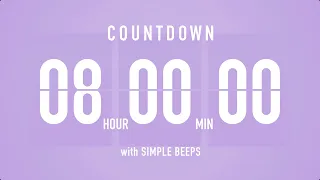 8 Hours Countdown Flip Clock Timer / Simple Beeps 🫐 🔔