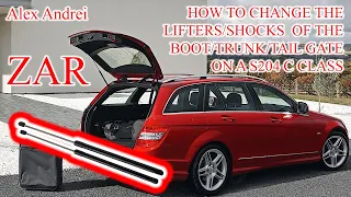 How to Change the Trunk Boot Tail gate lifters shocks struts on a Mercedes C Class S204