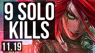 KATARINA vs VEX (MID) | 9 solo kills, Legendary, 21/3/4, 1.2M mastery | NA Master | v11.19