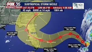 Subtropical Storm Nicole could become hurricane as it reaches Florida coast