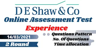 D E Shaw Online Test Experience...||14/03/21|| ||Financial Researcher|| ||19 LPA||