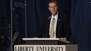 President Jerry Falwell addresses students after tragedy