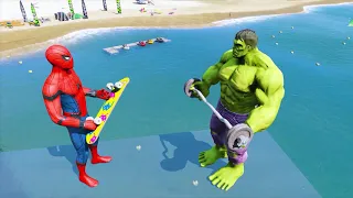 GTA 5 Water Ragdolls | Hulk vs Spiderman Jumps/ Fails ep.12 (Funny Moments)