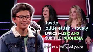 Justin - 'lovely' by billie eilish | The voice kiss Belgium | lyrics music and subtitle Indonesia