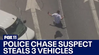 Police chase: Suspect in custody after carjacking three vehicles across LA County