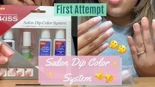 First attempt | Salon Dip Color System | What is the easiest way to do nails at home | At home nails