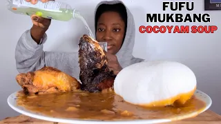 Asmr Mukbang Cassava Fufu and Cocoyam soup, fish head|African food eating show, asmr eating sounds