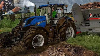 Stage 5 Tractor in trouble while working at Farm under the rain | Thrustmaster T248 - FS 22