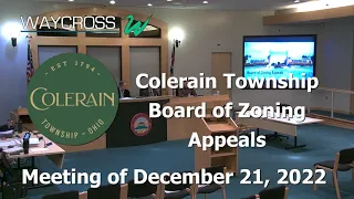 Colerain Township Board of Zoning Appeals Meeting of December 21, 2022