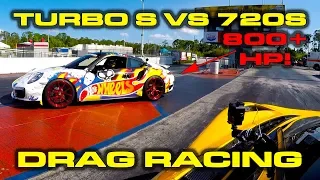 HOTWHEELS vs 720S * 800+ HP Porsche 911 Turbo vs McLaren 720S 1/4 Mile Drag Racing