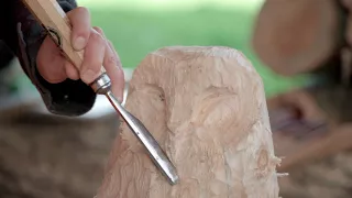 Chainsaw carving an Owl