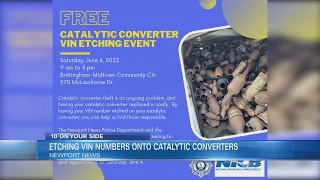 Newport News police hosting VIN etching event to help prevent catalytic converter thefts