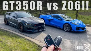 2018 Shelby GT350R vs 2023 Corvette Z06 | American Flat Plane Crank V8s!!