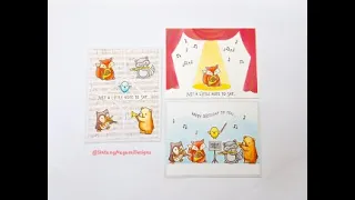 3 Cards 1 Stamp Set - Lawn Fawn Critter Concert