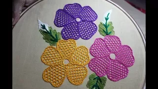 Hand Embroidery Designs | Net stitch design for cushion cover | Stitch and Flower-157