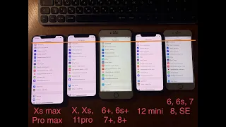 РЕАЛЬНОЕ сравнение размеров экранов iPhone 12 mini vs 7 vs 6s+, vs 11 pro, vs Xs max