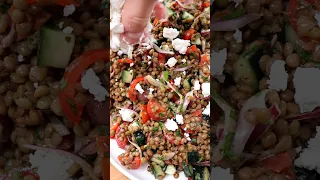 Easy Lentil Salad with fresh veggies