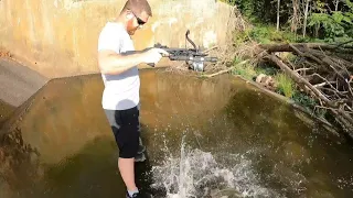 Daytime Bowfishing a Spillway with a Mini Crossbow