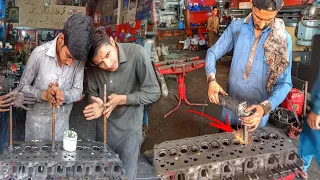 Resurfacing Diesel Engine 6 Cylinder Head || valve Seat Resurfacing ||