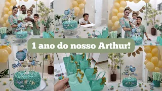 Aniversário de 1 ano do Arthur♡- Preparativos, decoração simples e linda- Bolo feito em casa e mais!