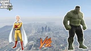 GTA 5 -Saitama (One Punch Man) vs Hulk SUPERHERO BATTLE