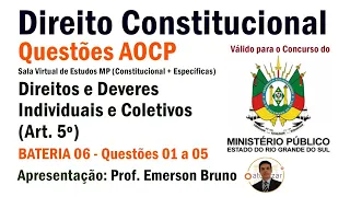 QUESTÕES AOCP -  Art. 5º (Dir. e Dev. Ind. e Coletivos) # Live 06