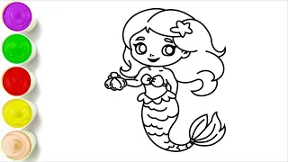 Drawing, Painting, and Coloring Beautiful Mermaid Girls for Kids | How to Draw #012