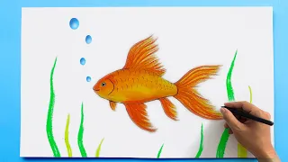 Gold Fish Drawing | How to draw a Gold Fish 🐟