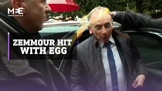 French far-right presidential candidate Eric Zemmour hit with egg