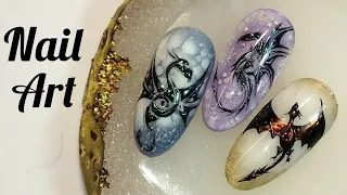 Дракон. Новогодний маникюр 2023.МК/The Dragon. New Year's manicure 2023. Video tutorial.