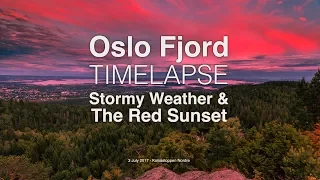 Kolsåstoppen Stormy Weather and Red Sunset - Timelapse in 4K